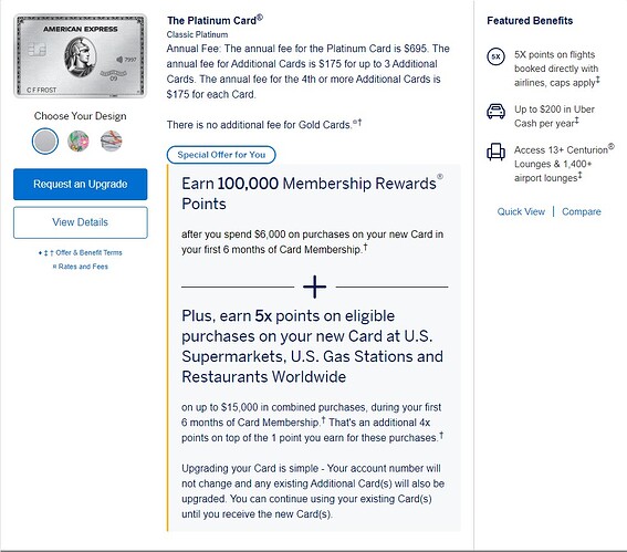AMEX Upgrade Offer