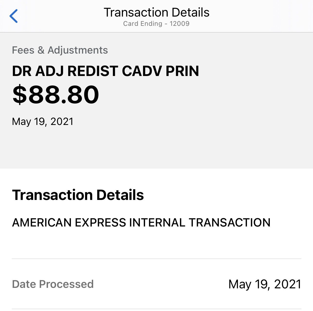 AmEx 白金一笔奇怪的Transaction (DR ADJ REDIST CADV PRIN  ADJ REDIST PURCHASE BAL)  ？ - 信用卡- 美卡论坛