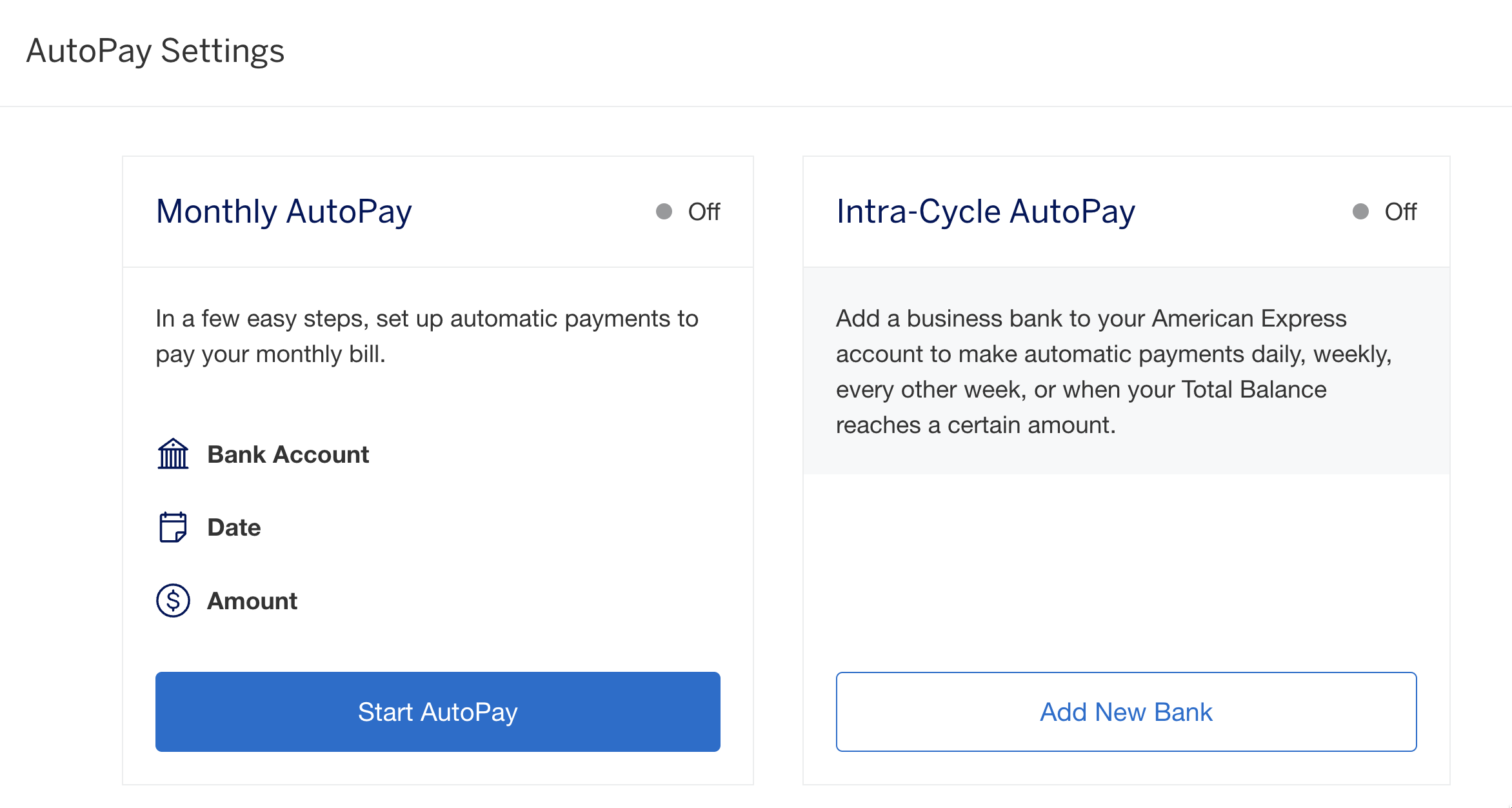 Amex Intra Cycle AutoPay 