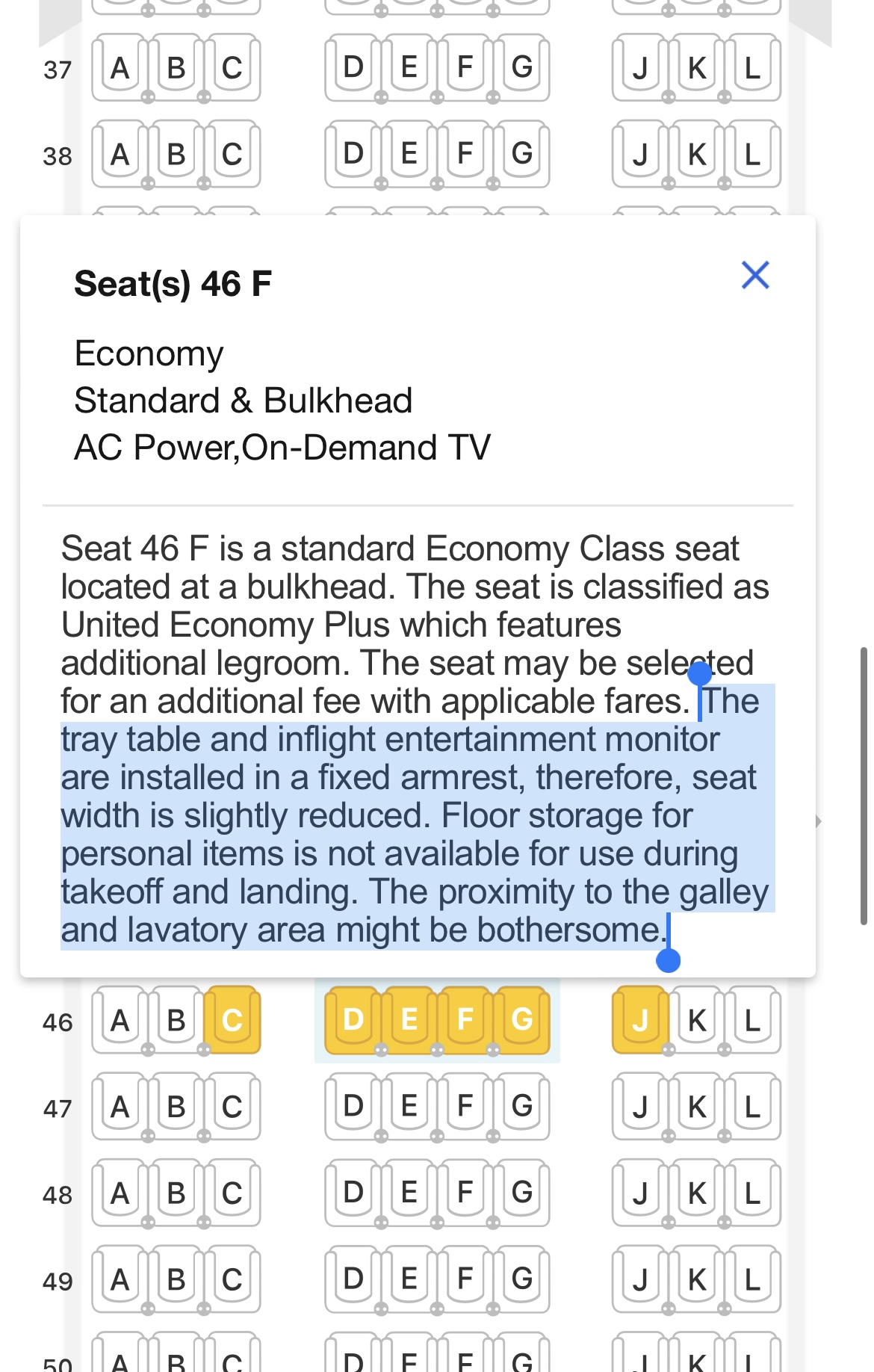 UA 877 (Boeing 777-300ER) 46排如何？算安全通道吗？空间大吗？ - 航空常旅客 - 美卡论坛